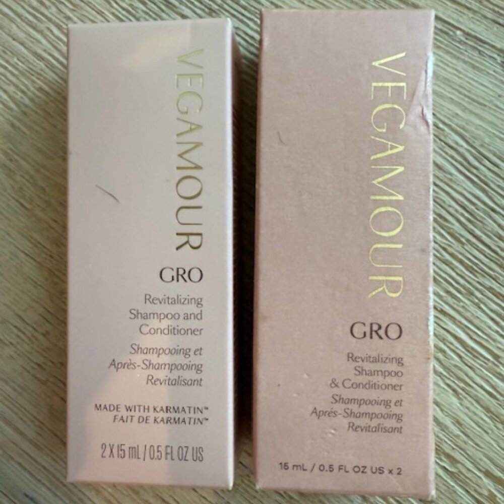 New Vegamour GRO Revitalizing Shampoo 15ml + Conditioner 15ml Travel Kit.